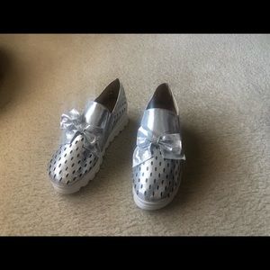 Brand new silver with bow fashion sneakers